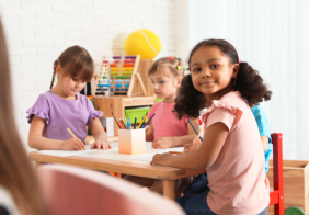 children writing