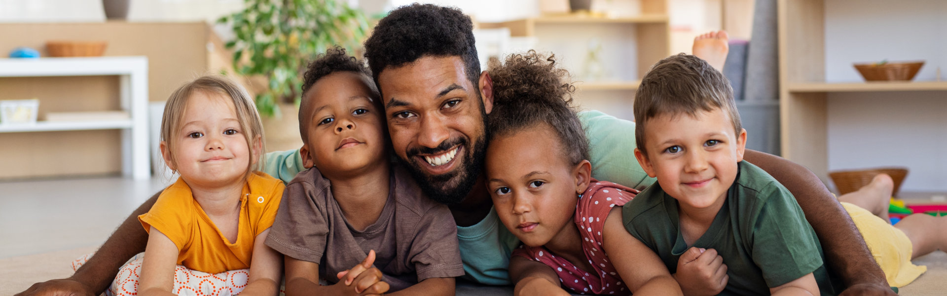 man with children